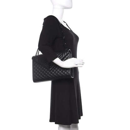 Saint Laurent Grain De Poudre Textured Mixed Matelasse Large Triquilt Monogram Monochrome Satchel Black 2 of 9