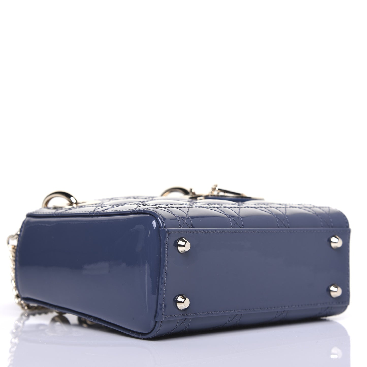 Patent Cannage Mini Lady Dior Denim Blue