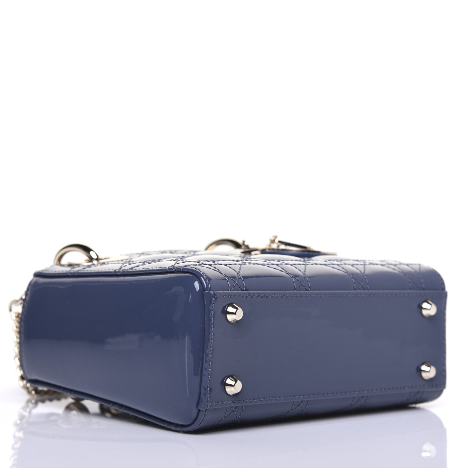 Christian Dior Patent Cannage Mini Lady Dior Denim Blue 4 of 11
