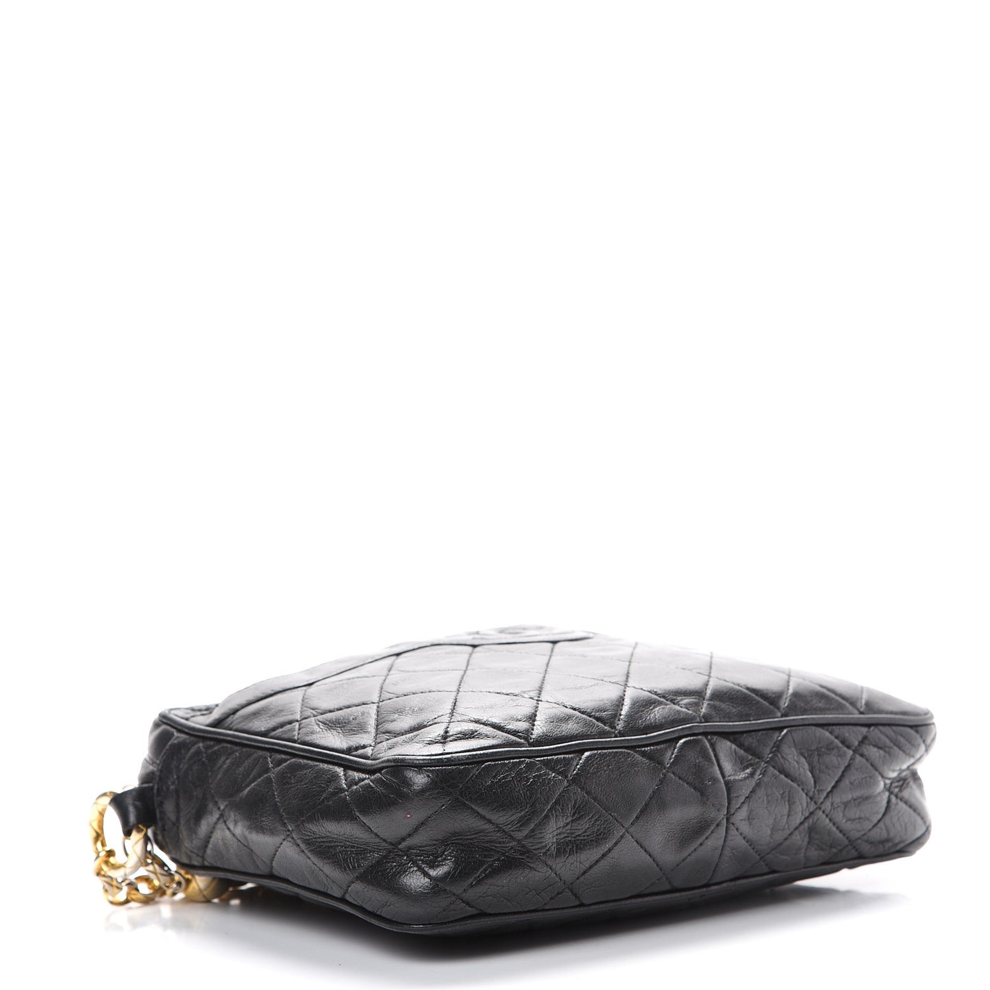 Lambskin Quilted CC Tassel Camera Case Black
