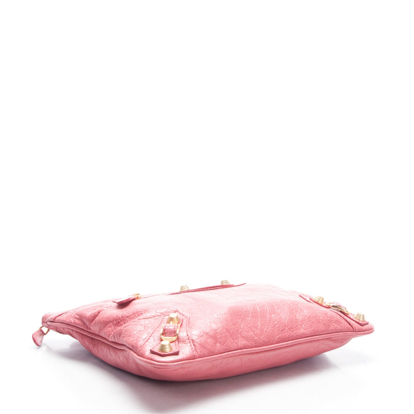 Agneau Giant 12 Gold Hardware Flat Handle Clutch Rose Bonbon