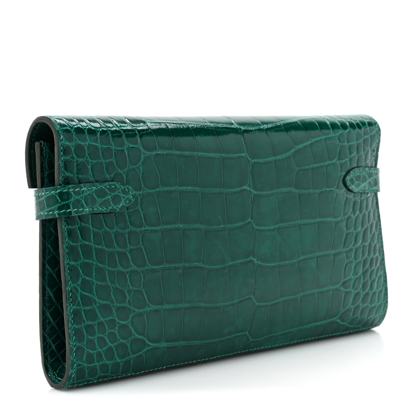 Shiny Alligator Kelly Wallet Longue Vert Emeraude