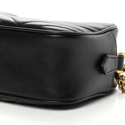 Gucci Calfskin Matelasse Small GG Marmont Chain Shoulder Bag Black 10 of 11