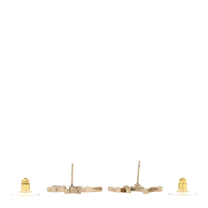 Chanel Crystal Pearl Signature Stud Earrings Gold 3 of 4