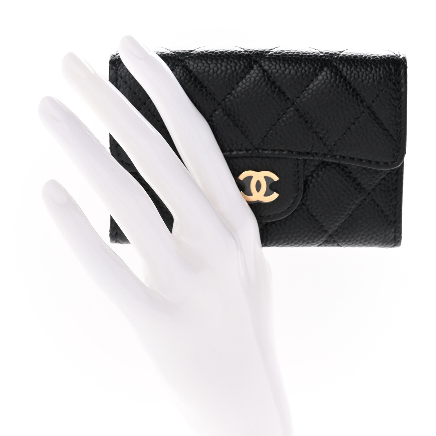 Chanel Caviar Quilted Flap Card Holder Wallet Black 2 of 8