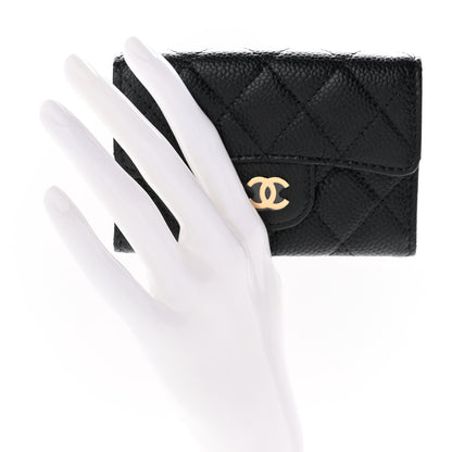 Chanel Caviar Quilted Flap Card Holder Wallet Black 2 of 8