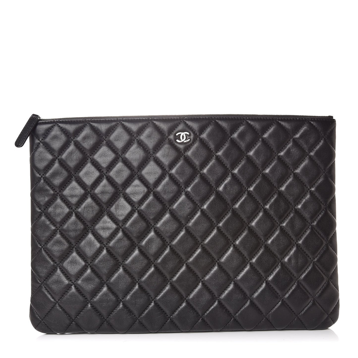 Lambskin Quilted Large Cosmetic Case Black