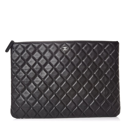 Chanel Lambskin Quilted Large Cosmetic Case Black 1 of 9