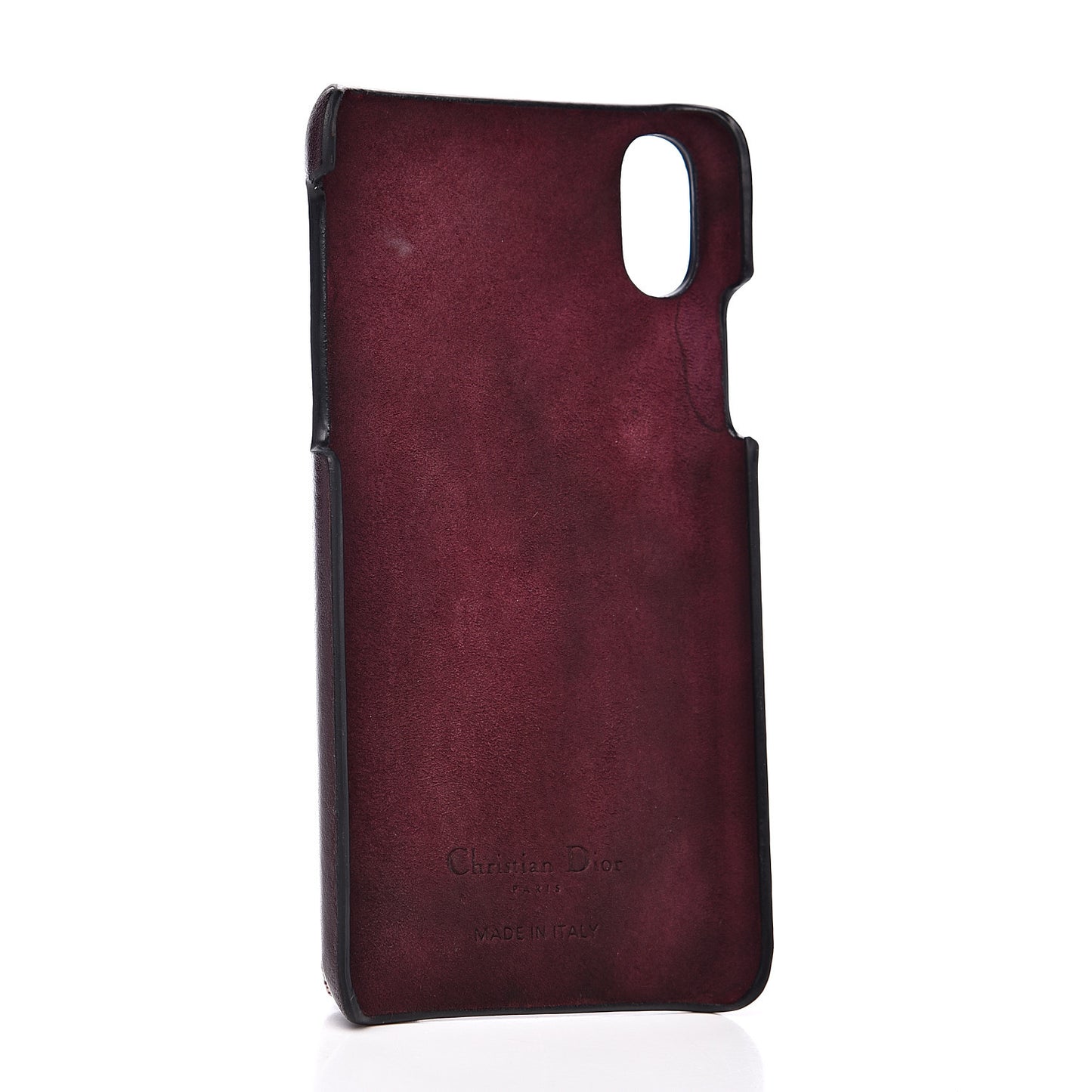 Oblique Calfskin Saddle iPhone X Case Bordeaux