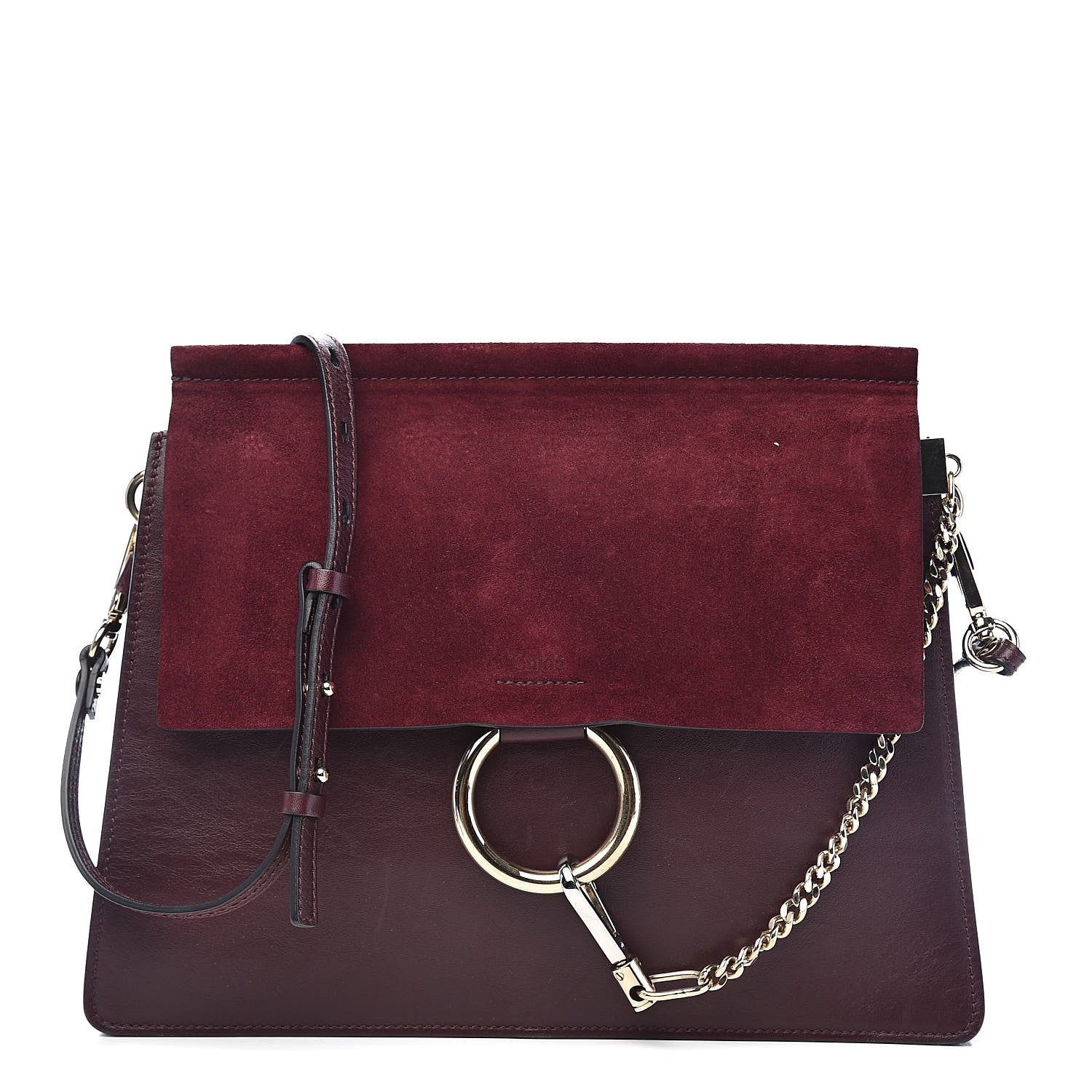 Chloe Suede Calfskin Medium Faye Shoulder Bag Dark Purple 1 of 11