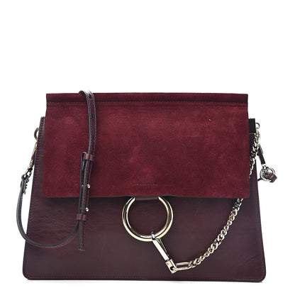 Chloe Suede Calfskin Medium Faye Shoulder Bag Dark Purple 1 of 11