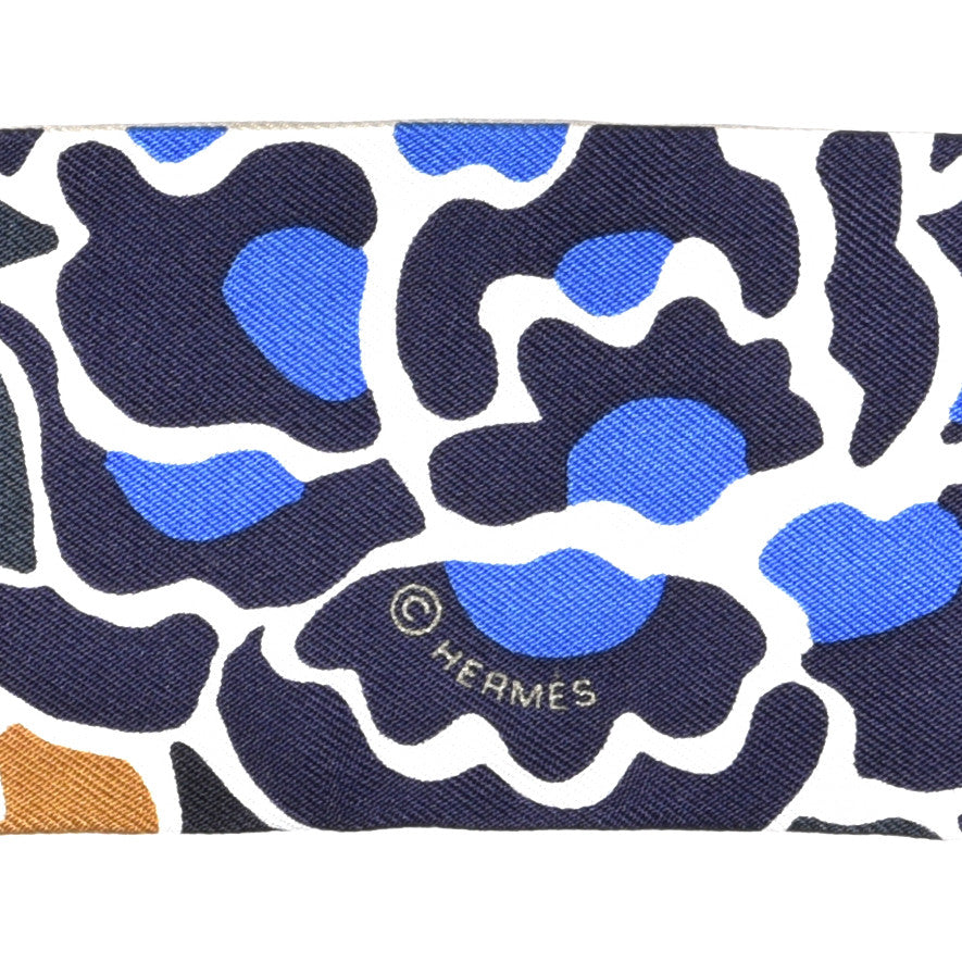 Hermes Silk Bingata Sticker Twilly Marine Tabac Bleu Vif 4 of 4