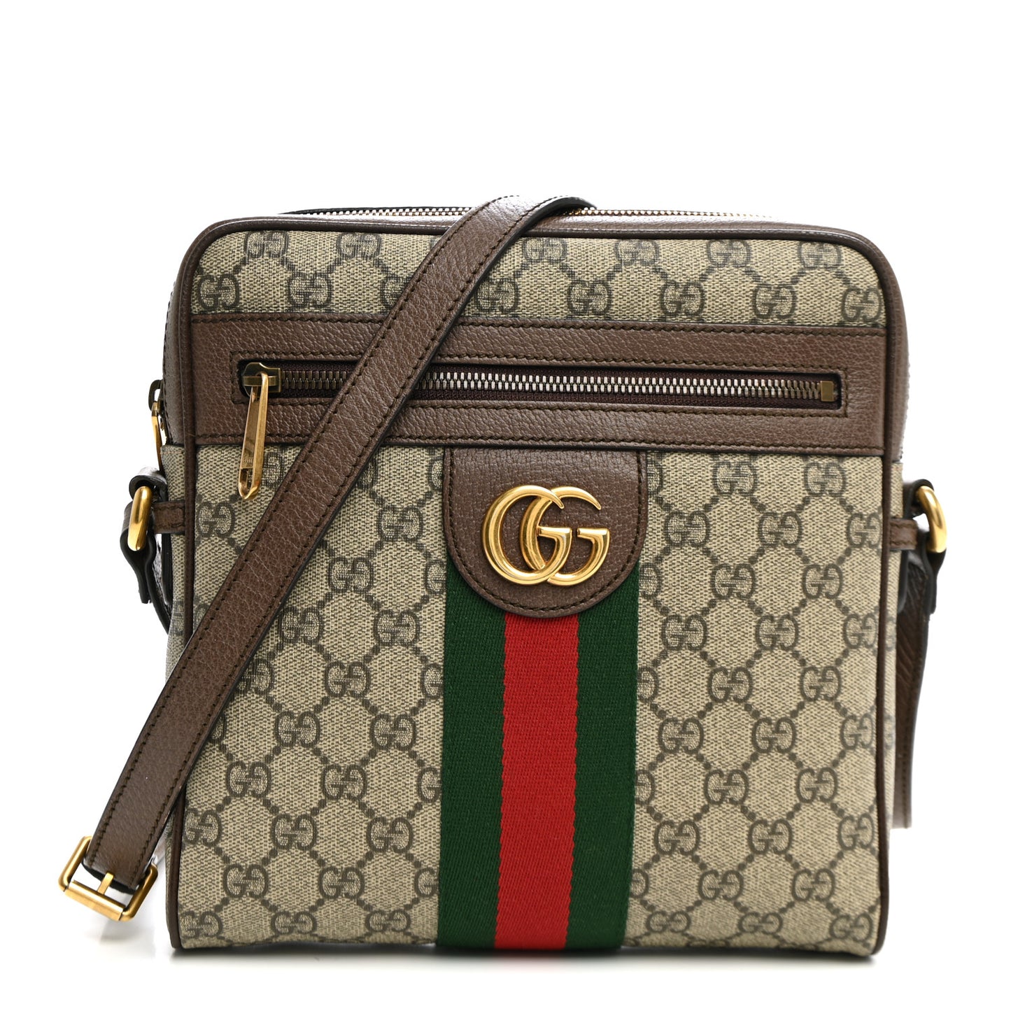 GG Supreme Monogram Web Small Ophidia Messenger Bag Brown