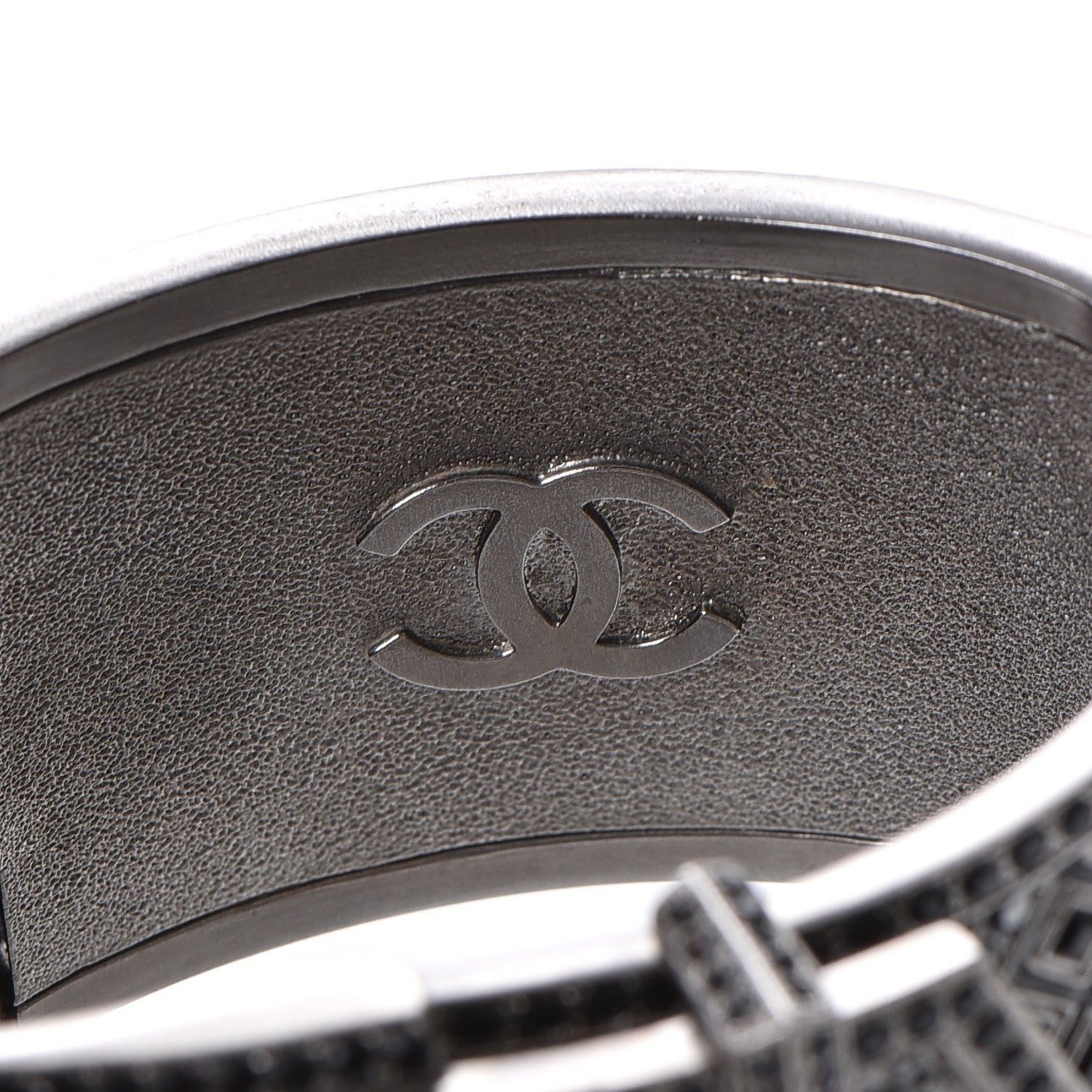 Chanel Ruthenium Crystal CC Wide Cuff 4 of 6