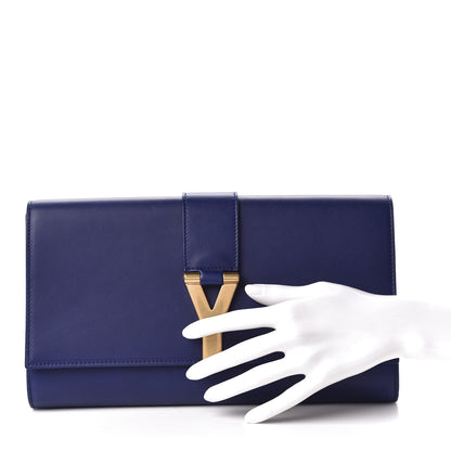 Saint Laurent Calfskin Classic Y Ligne Clutch Royal Blue 2 of 9