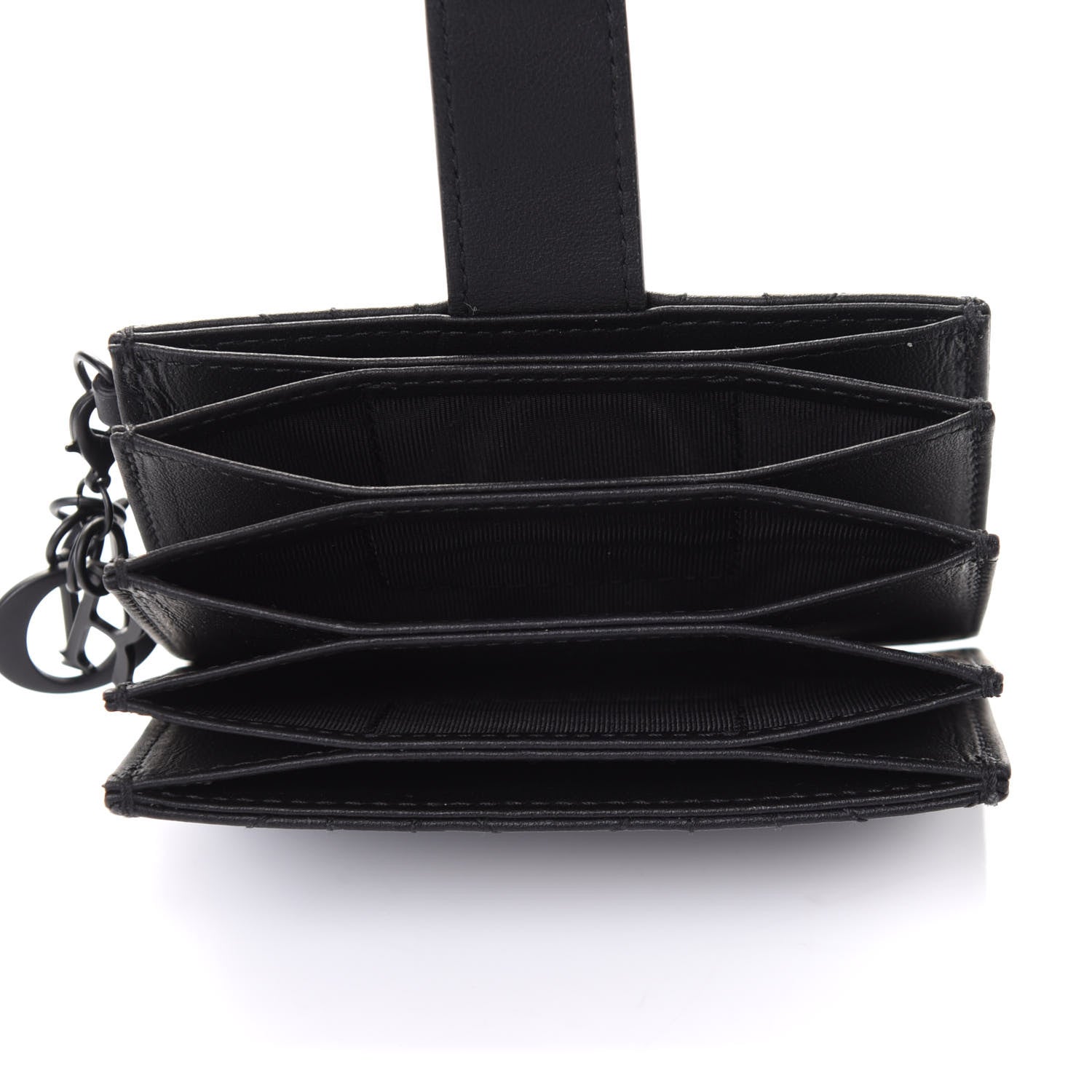 Christian Dior Ultra Matte Calfskin Cannage Lady Dior 5-Gusset Card Holder Black 5 of 11