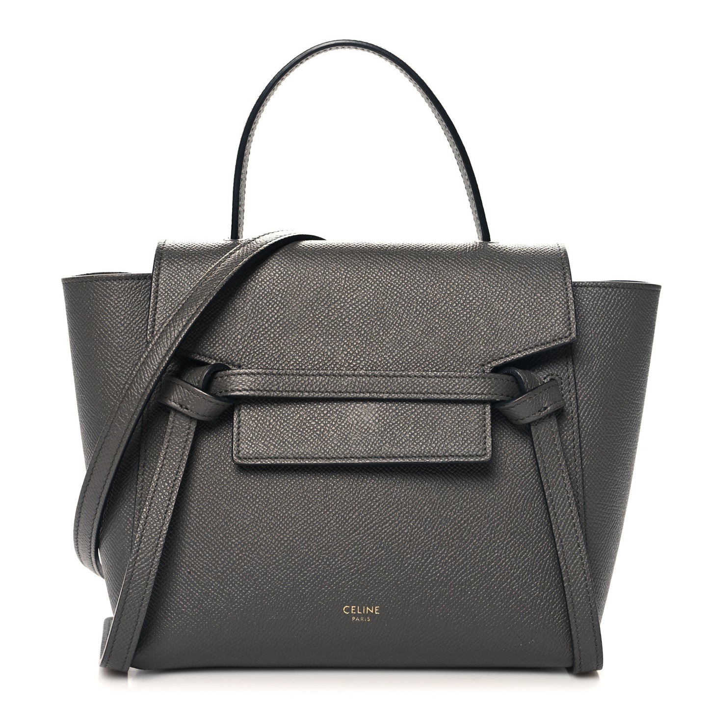 Grained Calfskin Nano Belt Bag Grey