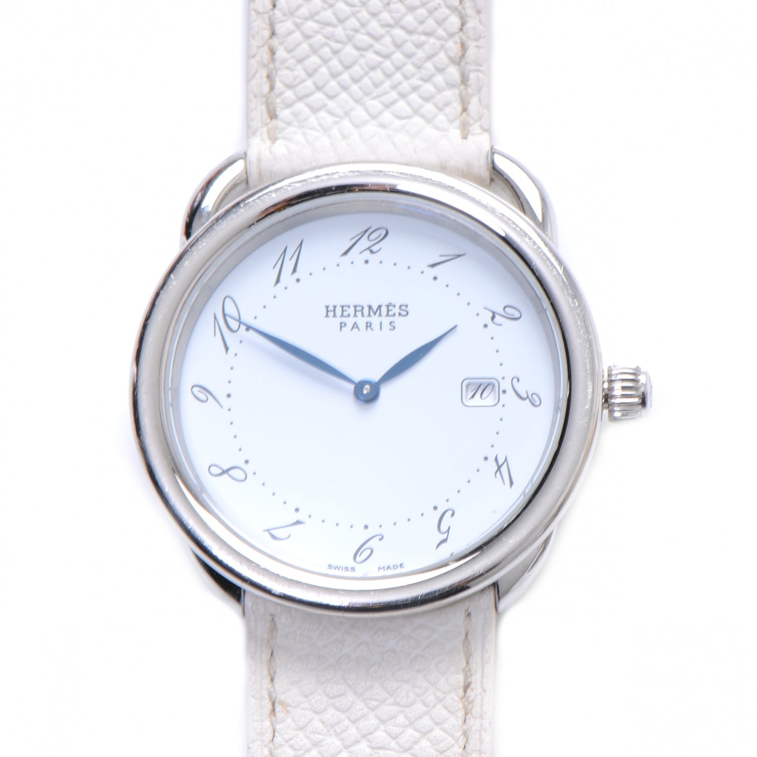 Hermes Stainless Steel Epsom 38mm Arceau Quartz Watch Blanc 1 of 7
