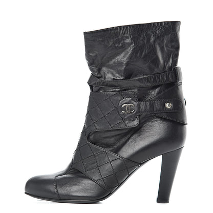 Chanel Lambskin Quilted Ankle CC Boots 39 Black 1 of 9
