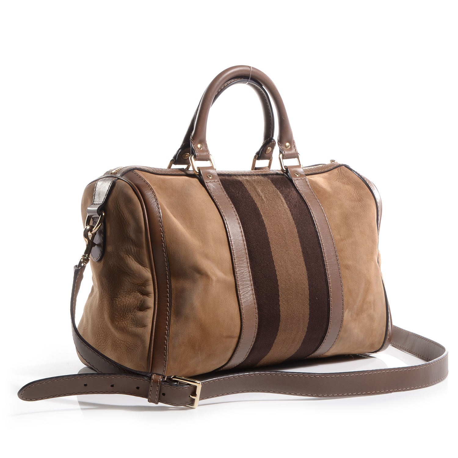 Gucci Nubuck Vintage Web Medium Boston Beige 3 of 7