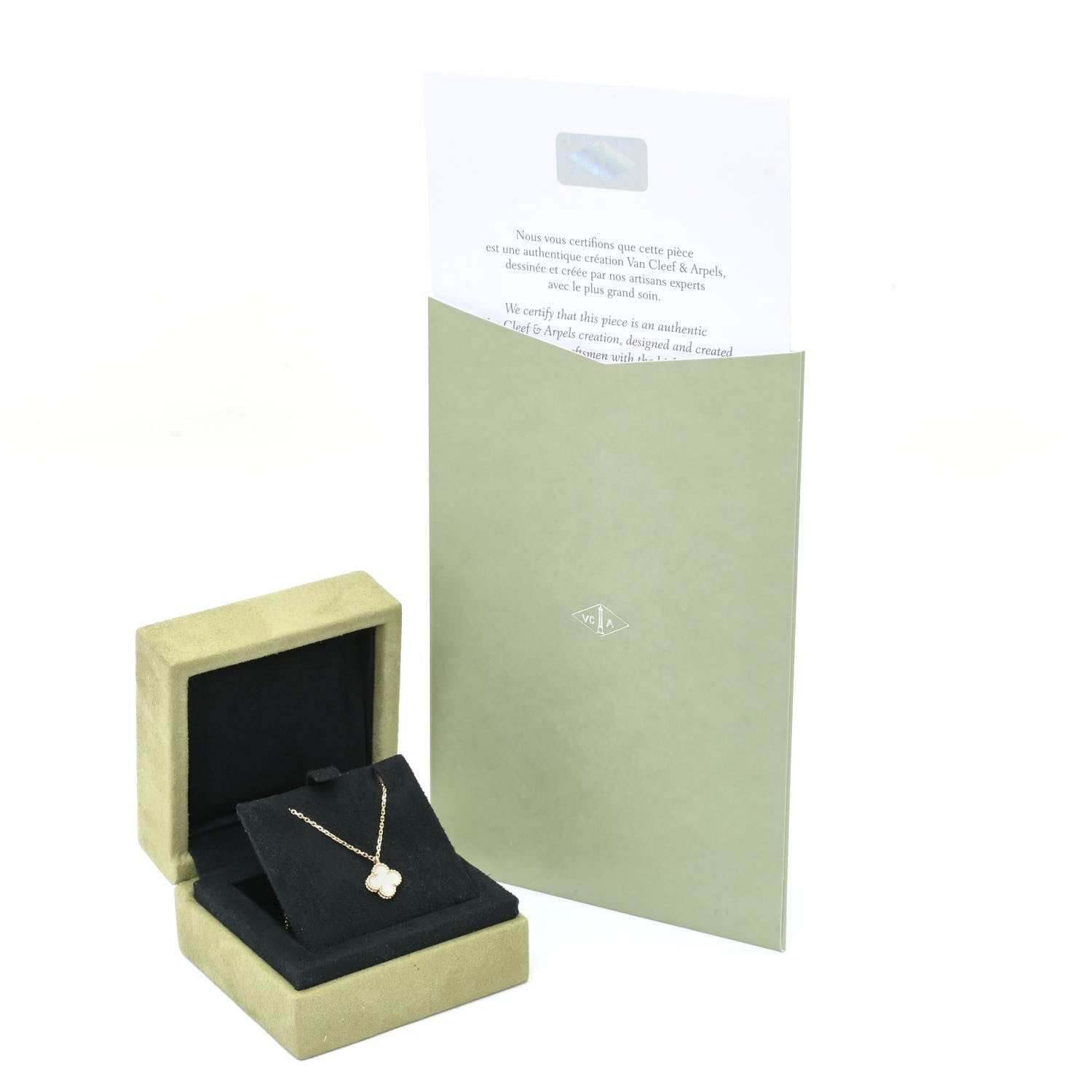 Van Cleef & Arpels 18K Yellow Gold Mother of Pearl Sweet Alhambra Pendant Necklace 6 of 6