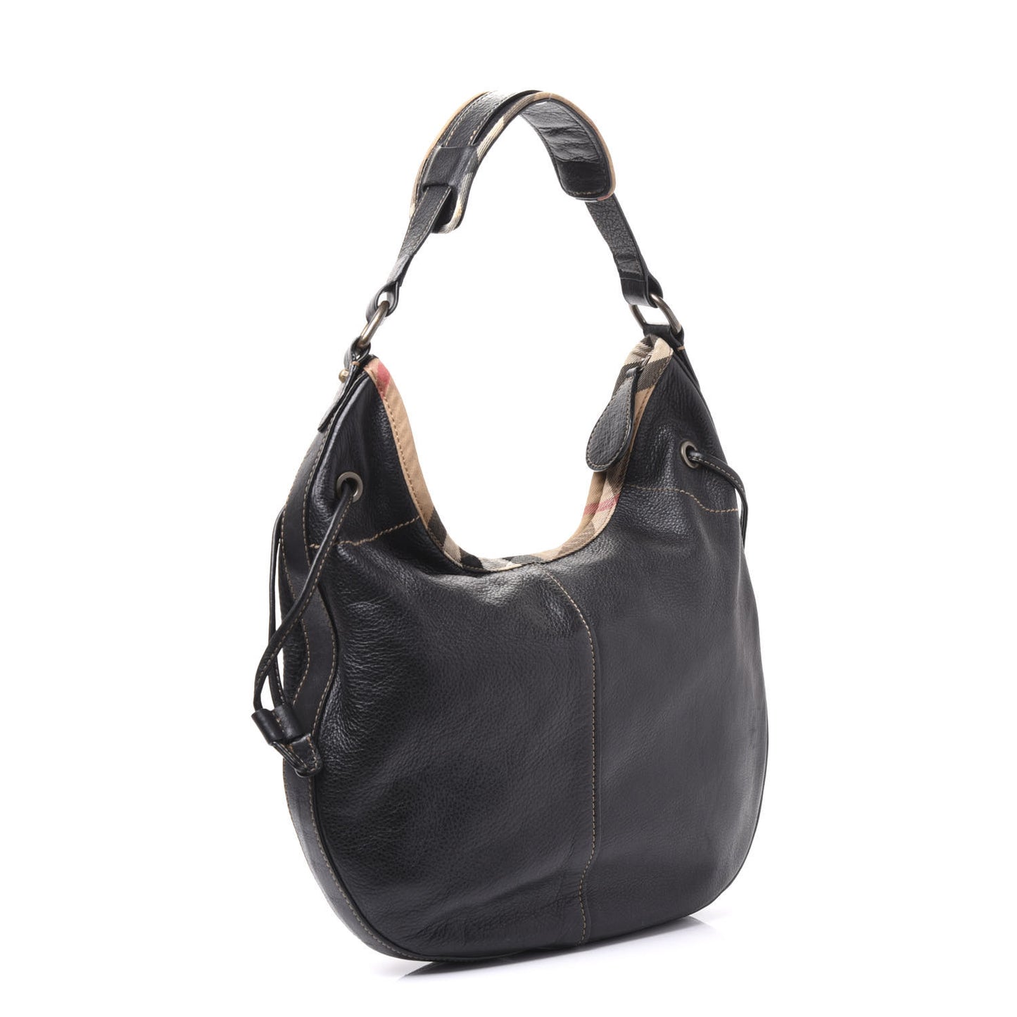 Calfskin Nova Check Trim Hobo Black