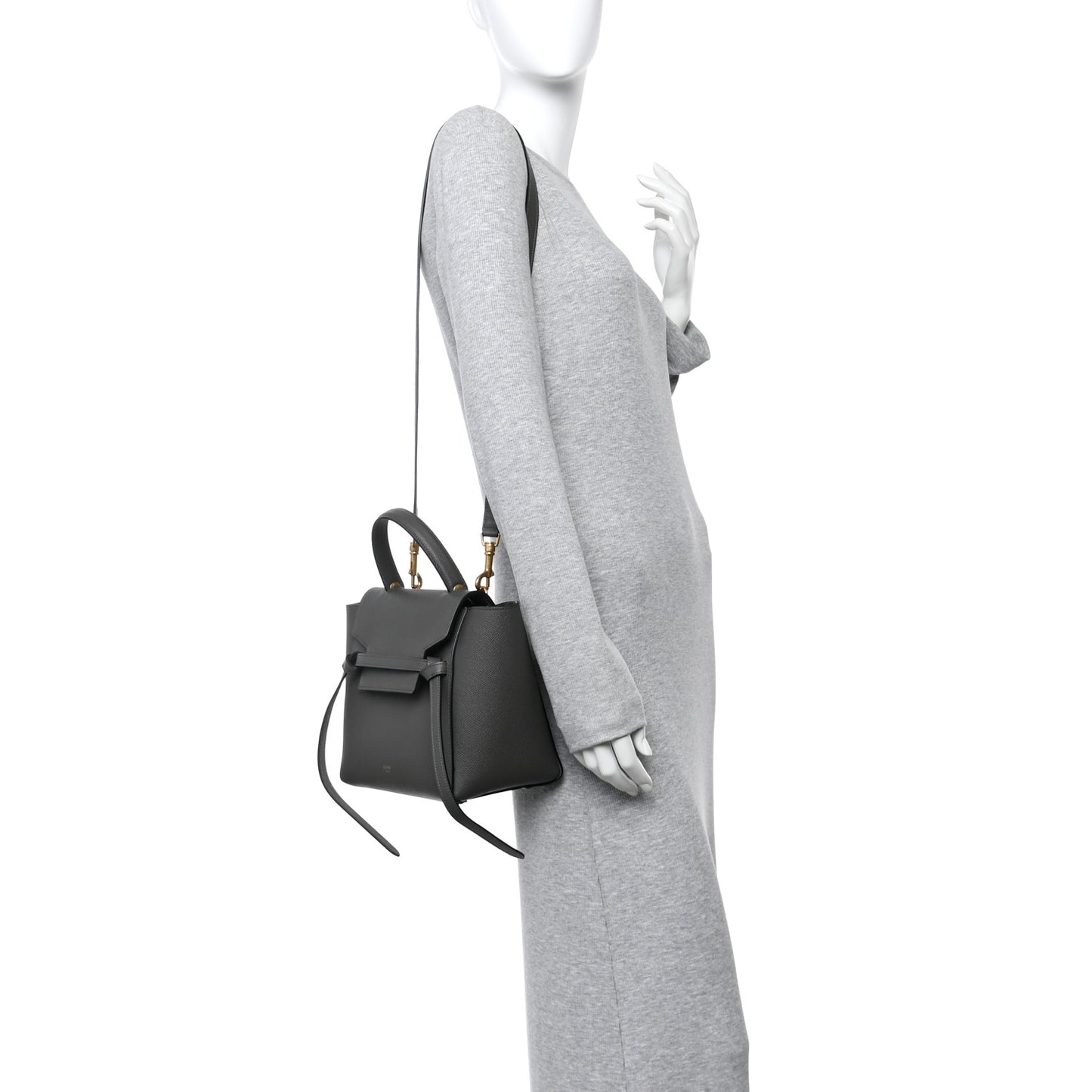 Grained Calfskin Micro Belt Bag Grey