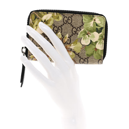 Gucci GG Supreme Monogram Blooms Zip Around Card Case Wallet Beige New Military Black 2 of 6
