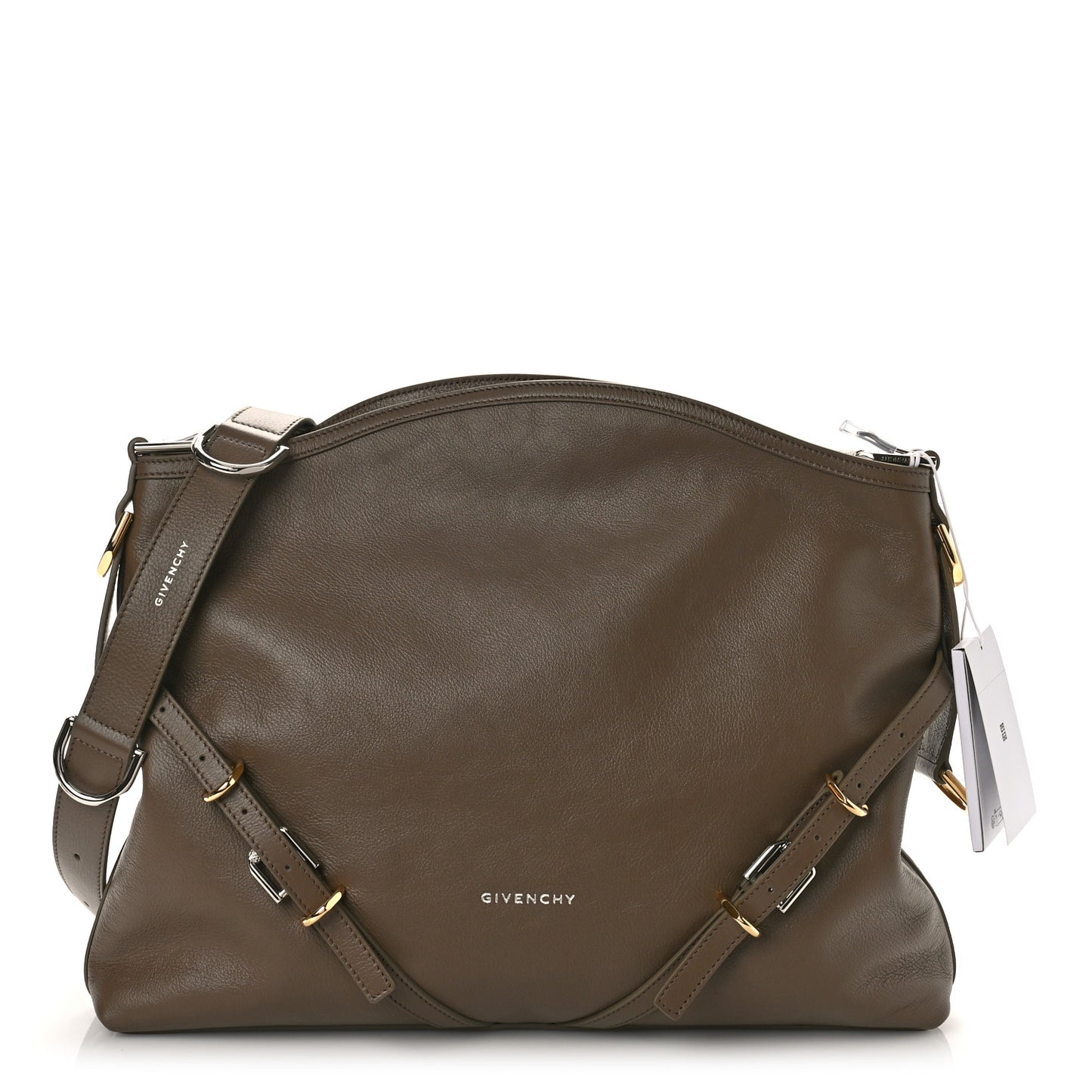 Tumbled Calfskin Medium Voyou Bag Taupe