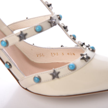 Valentino Garavani Patent Star Studded Ankle Strap 100mm Pumps 40.5 Ivory 8 of 11