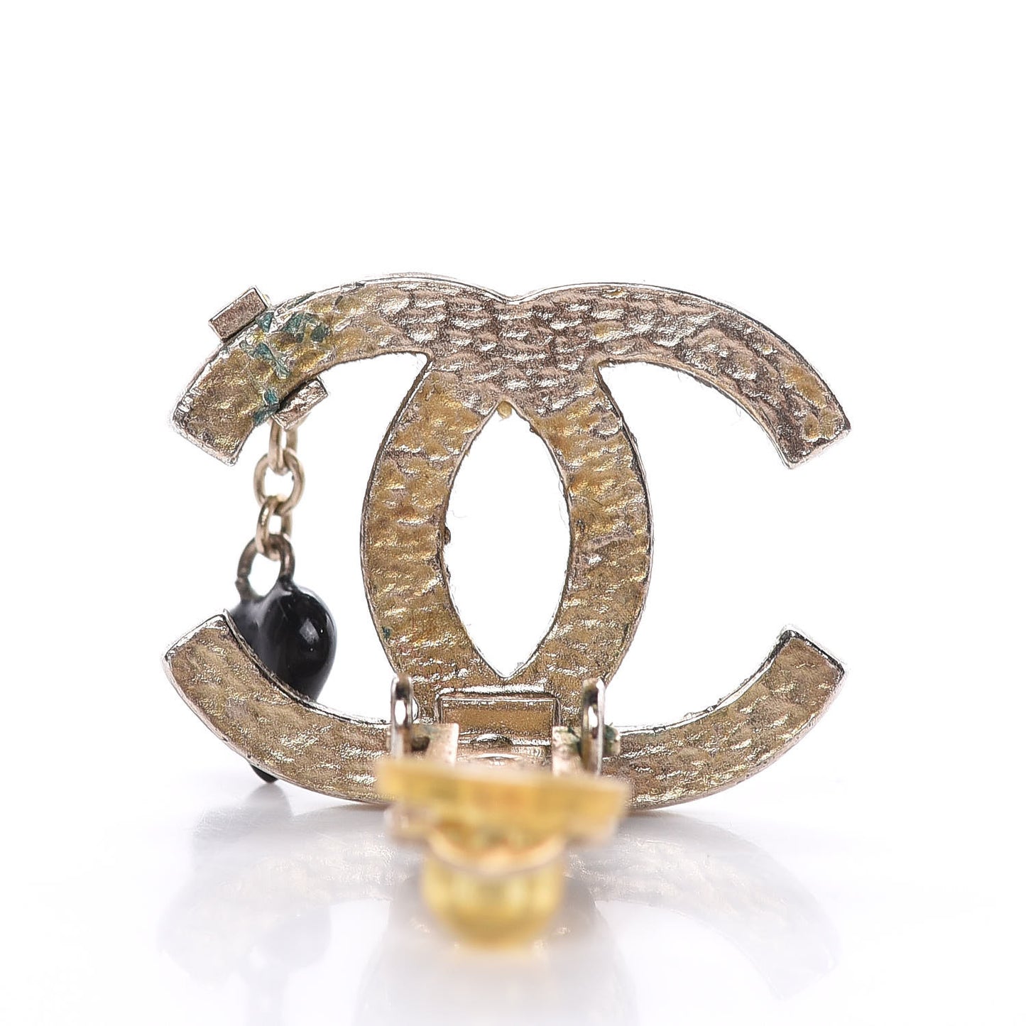 CC Heart Drop Clip On Earrings Gold