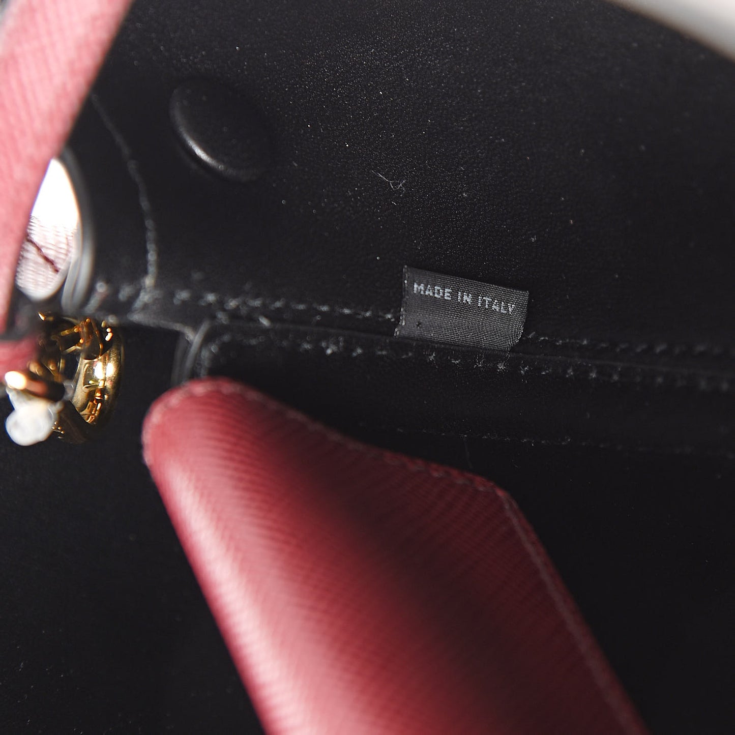 Saffiano Cuir Small Double Bag Cherry Black