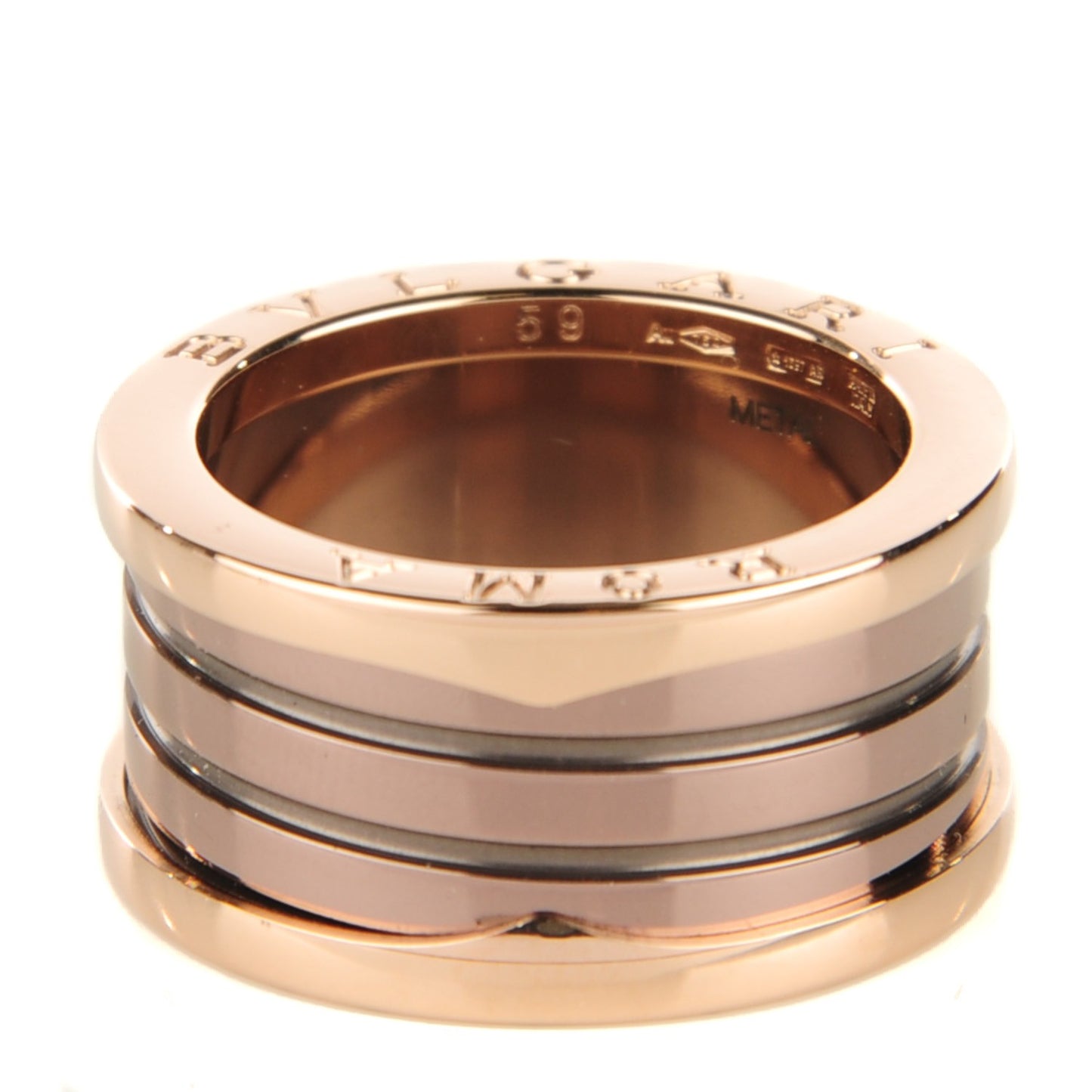 BULGAR 18K Rose Gold Bronze Cermet Roma B.Zero1 4 Band Ring 59 9