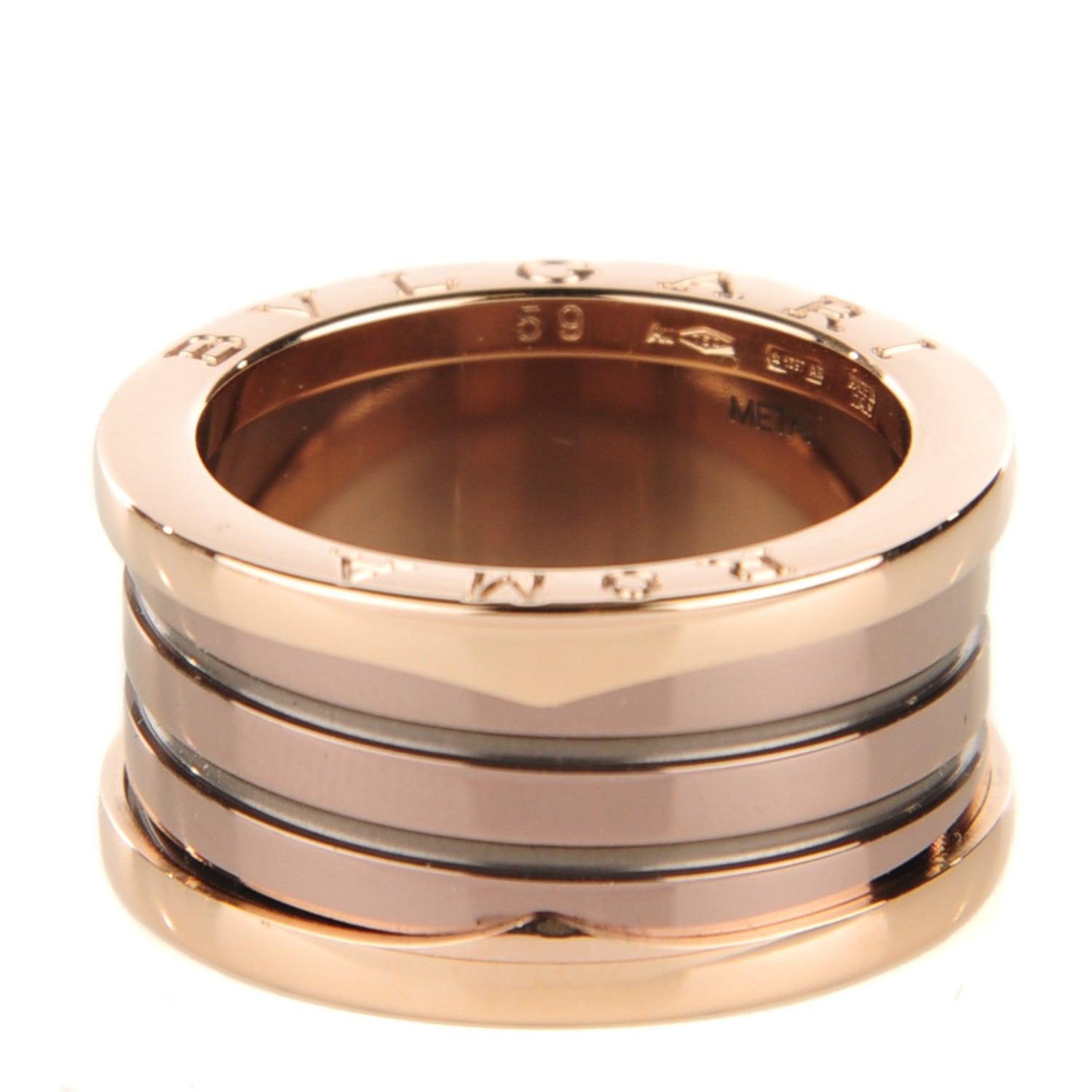 Bulgari BULGAR 18K Rose Gold Bronze Cermet Roma B.Zero1 4 Band Ring 59 9 1 of 8