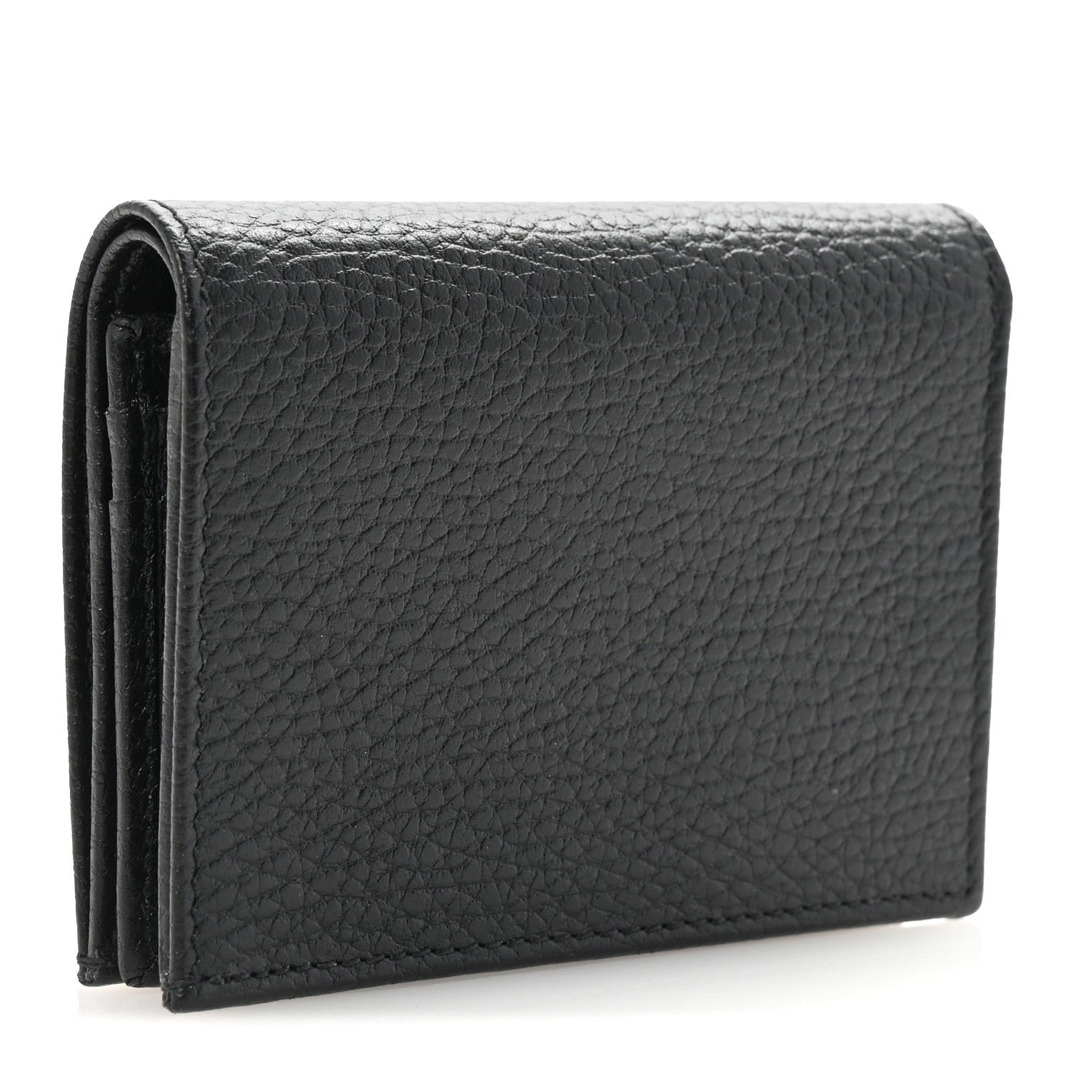 Gucci Dollar Calfskin Enamel Monochrome GG Marmont Card Case Black 3 of 7