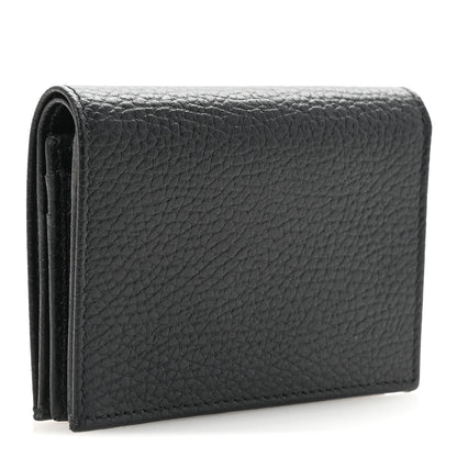 Gucci Dollar Calfskin Enamel Monochrome GG Marmont Card Case Black 3 of 7