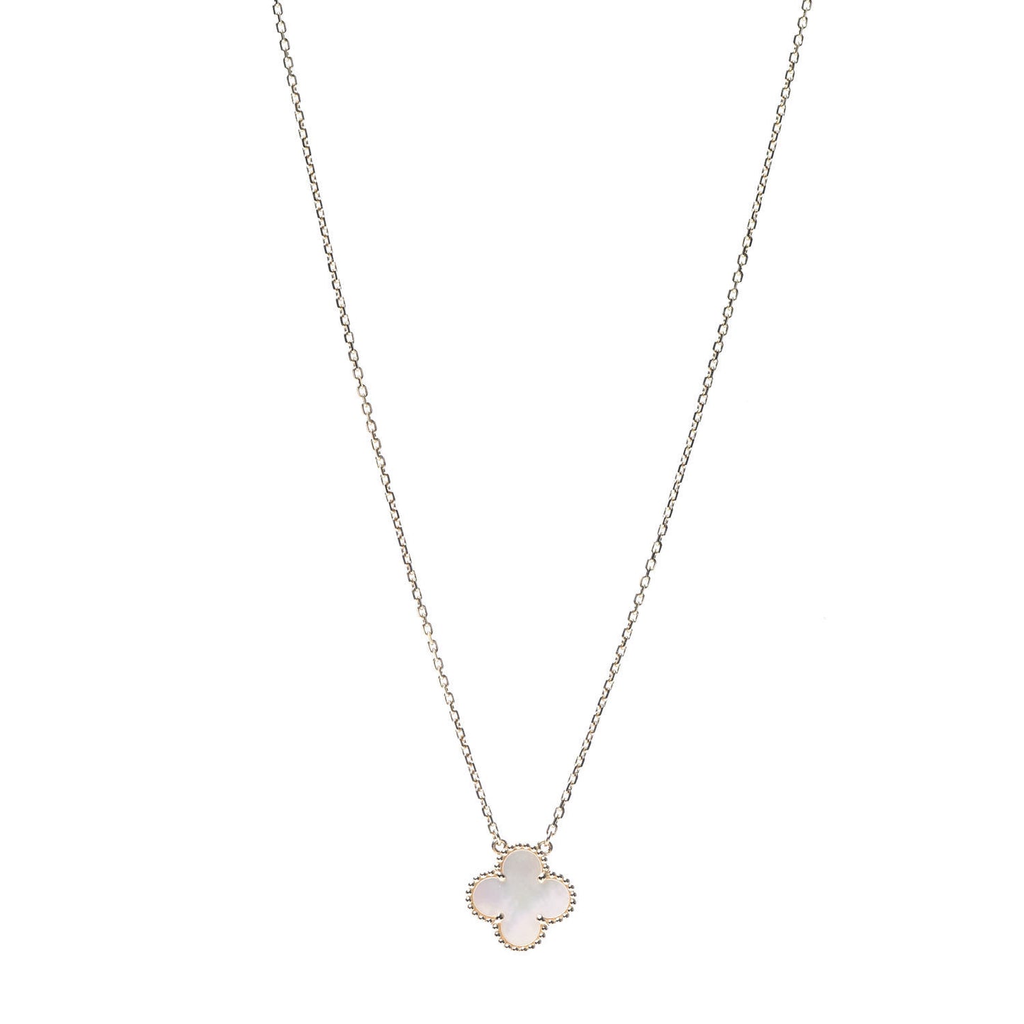 18K Yellow Gold Mother of Pearl Vintage Alhambra Pendant Necklace