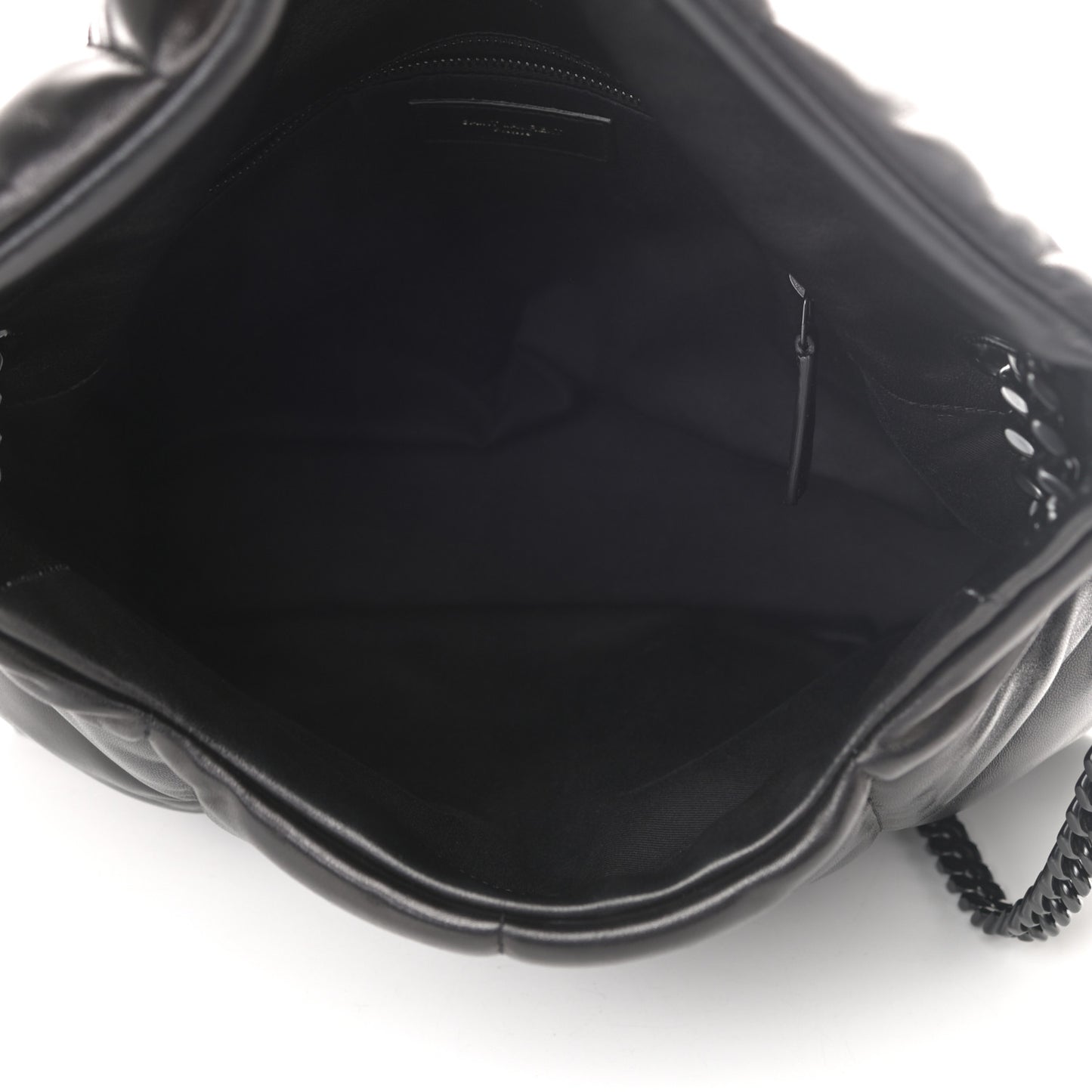 Lambskin Quilted Medium Loulou Puffer Monogram Chain Satchel Black