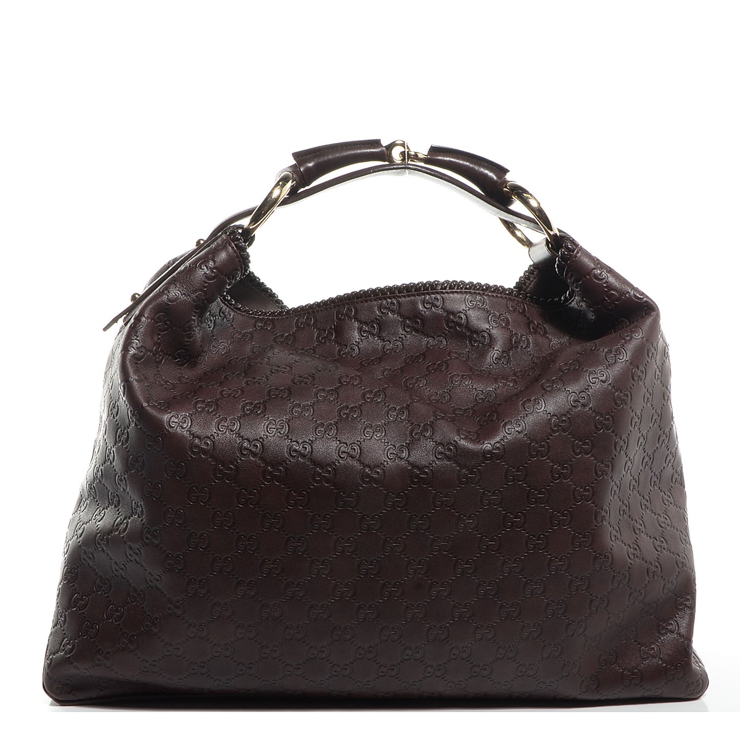 Guccissima Large Horsebit Chain Hobo Dark Brown