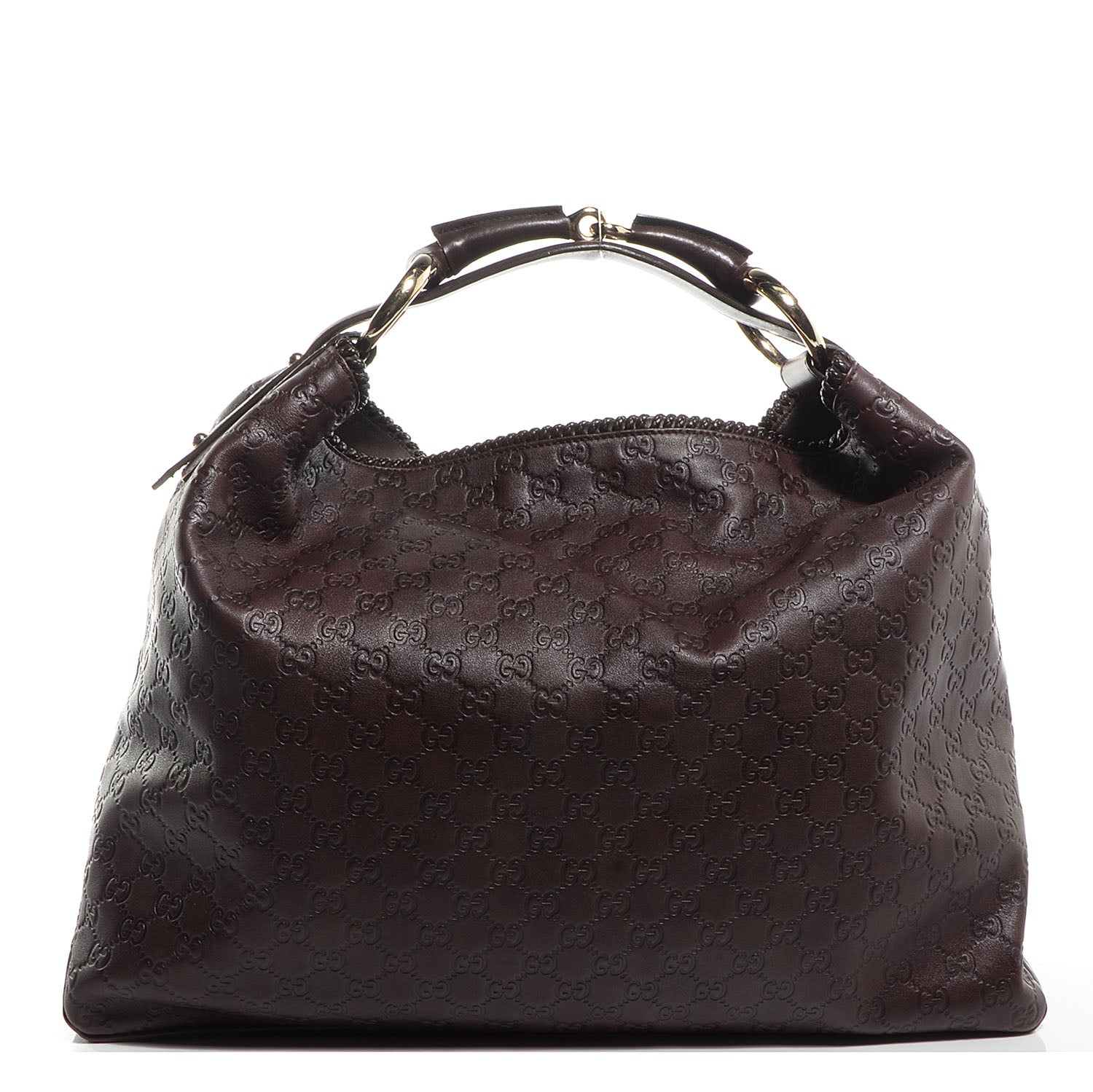 Gucci Guccissima Large Horsebit Chain Hobo Dark Brown 1 of 7