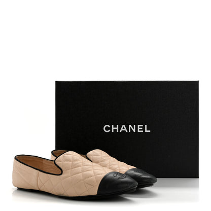 Chanel Lambskin Quilted Cap Toe Slipper With Pouch 39 Beige Black 12 of 12