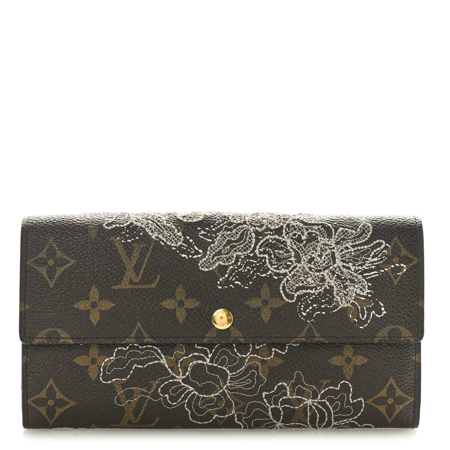 Louis Vuitton Monogram Dentelle Sarah Wallet Silver 1 of 7
