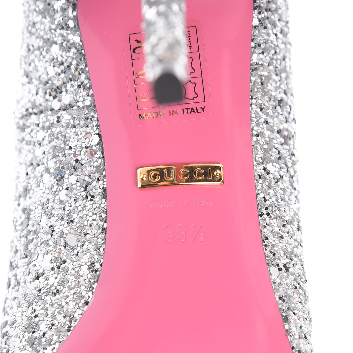 Nappa Silk Glitter Removable Crystal Heart Pumps 39.5 Argento