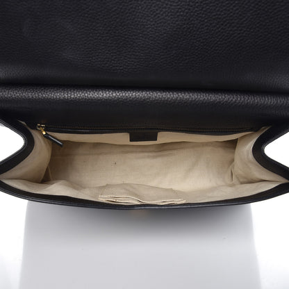 Gucci Calfskin Feline Medium GG Marmont Top Handle Bag Black 5 of 14