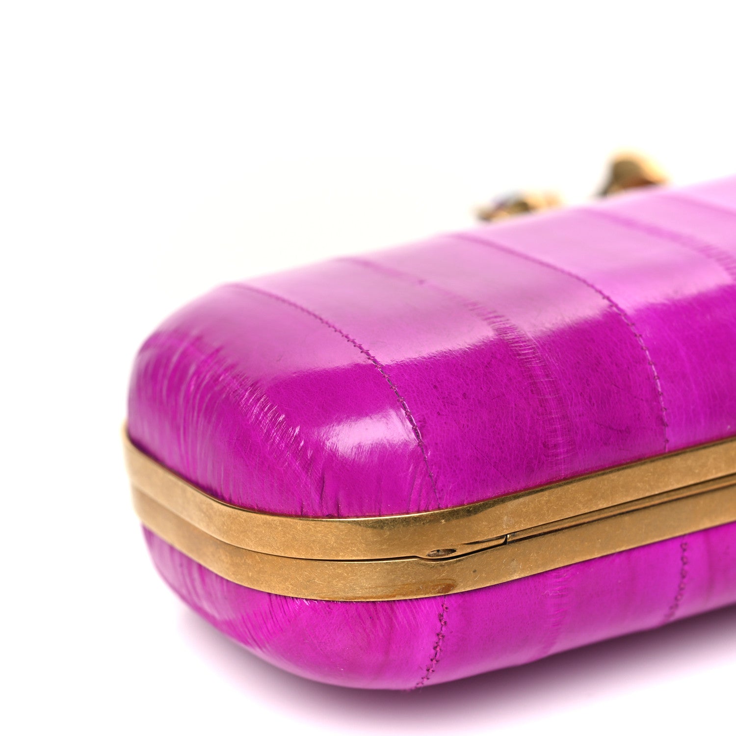 Alexander McQueen Eel Skull East West Knuckle Box Clutch Violet Magenta 7 of 8