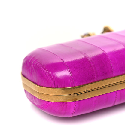 Alexander McQueen Eel Skull East West Knuckle Box Clutch Violet Magenta 7 of 8