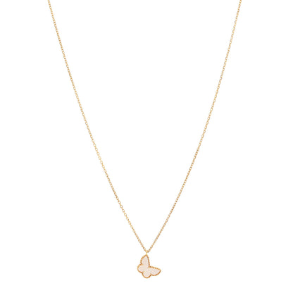 Van Cleef & Arpels 18K Yellow Gold Mother of Pearl Sweet Alhambra Butterfly Pendant Necklace 1 of 6