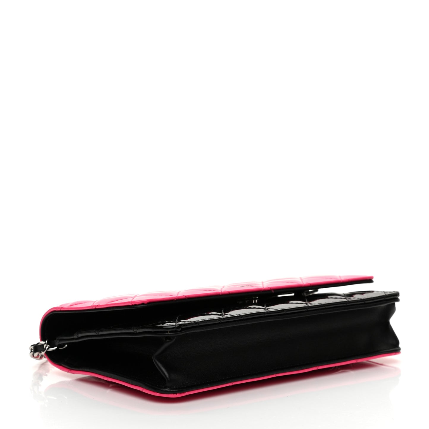Patent Quilted Bi-Color Wallet On Chain WOC Pink Black