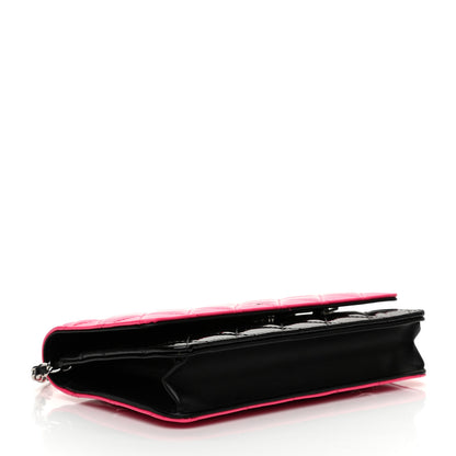 Chanel Patent Quilted Bi-Color Wallet On Chain WOC Pink Black 3 of 9