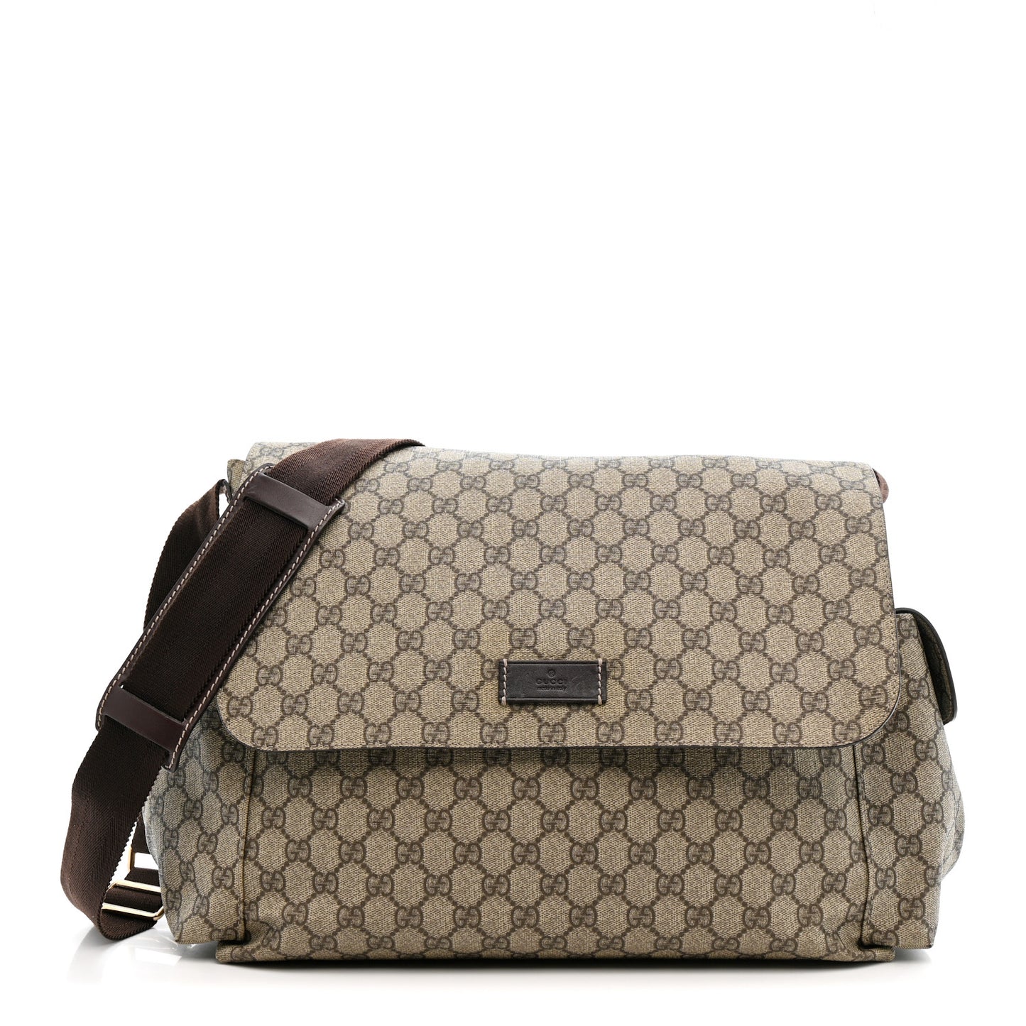 GG Plus Monogram Messenger Diaper Bag Dark Brown